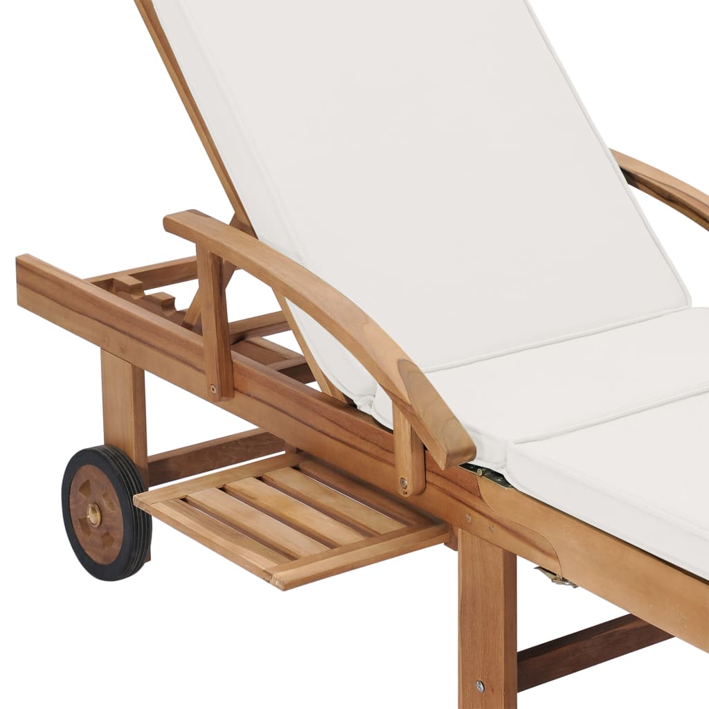 Sun Loungers with Cushions  pcs Solid Teak Wood, featuring a smooth finish and sturdy design for outdoor relaxation.