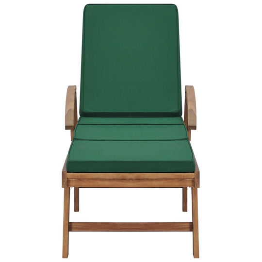 Sun Loungers with Cushions 2 pcs Solid Teak Wood Green