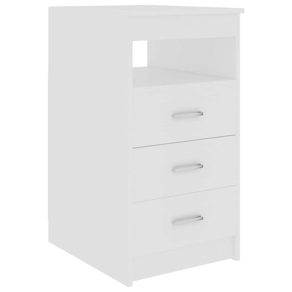 Desk 140x50x76 cm Engineered Wood with three drawers and open shelf for storage in modern workspace.