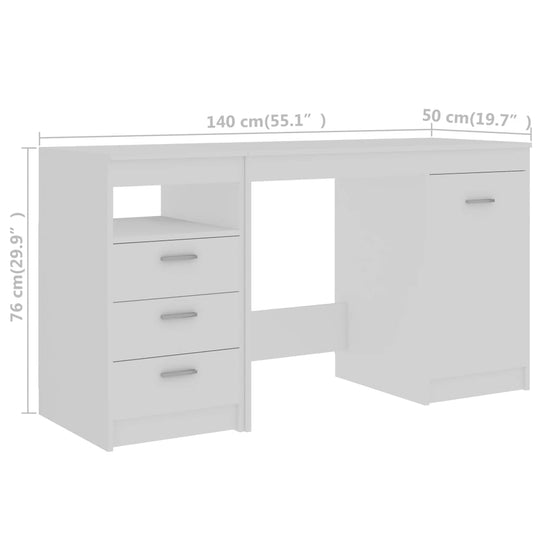 Desk 140x50x76 cm Engineered Wood with 3 drawers and 1 door, perfect for modern workspaces.