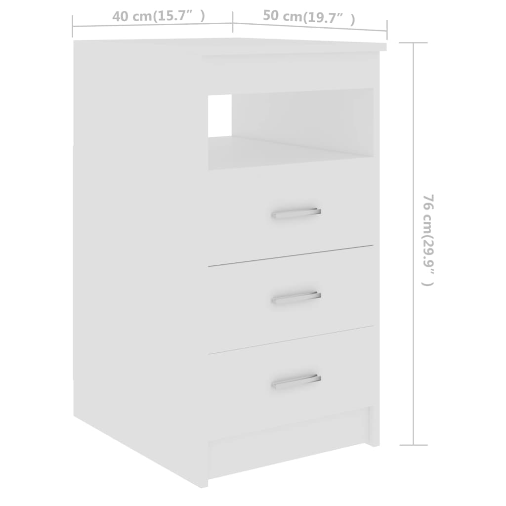 Desk  140x50x76 cm Engineered Wood showing dimensions and design features in white finish with storage drawers.