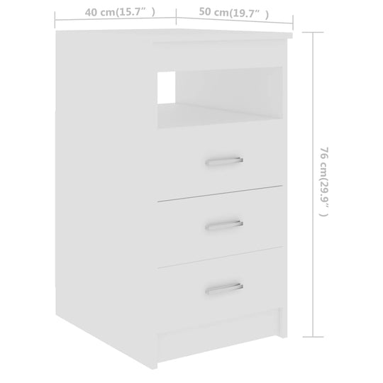 Desk  140x50x76 cm Engineered Wood showing dimensions and design features in white finish with storage drawers.