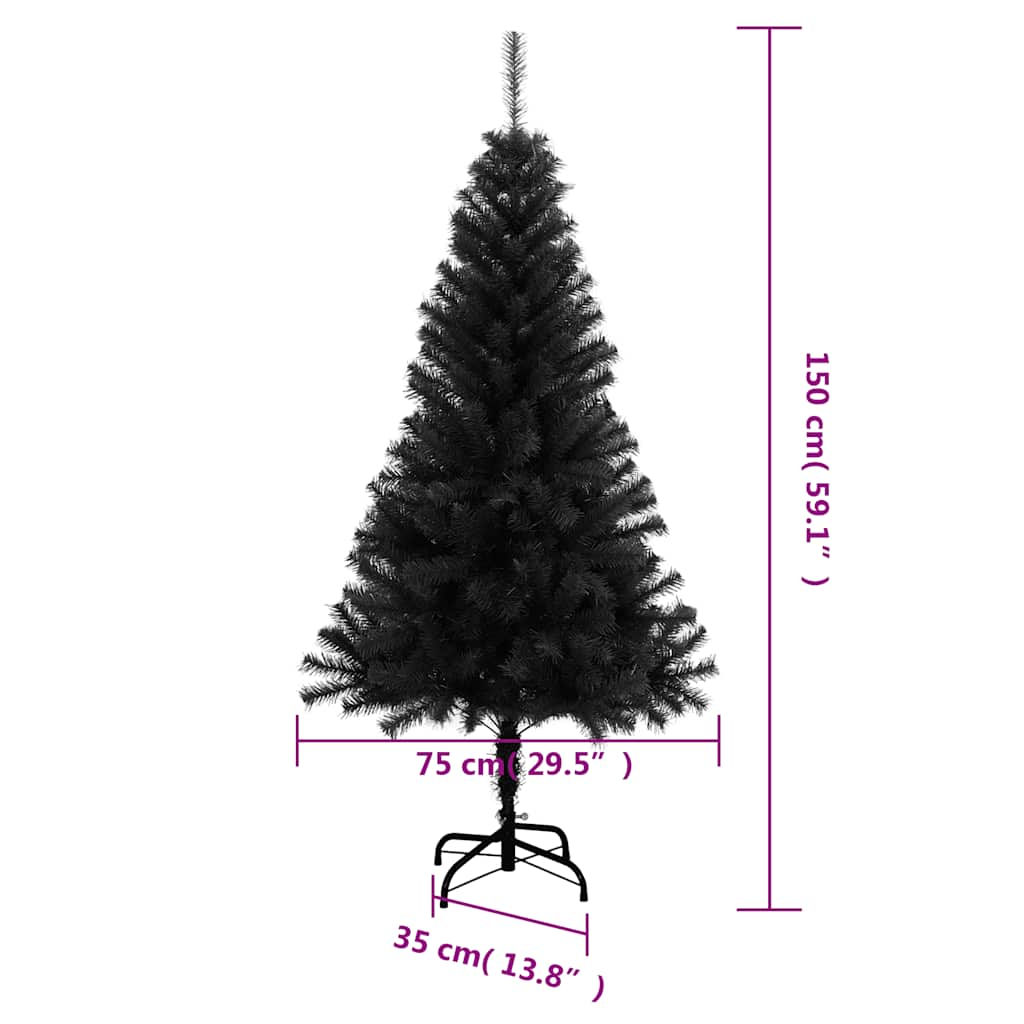 Artificial Christmas Tree with Stand Black 150 cm PVC