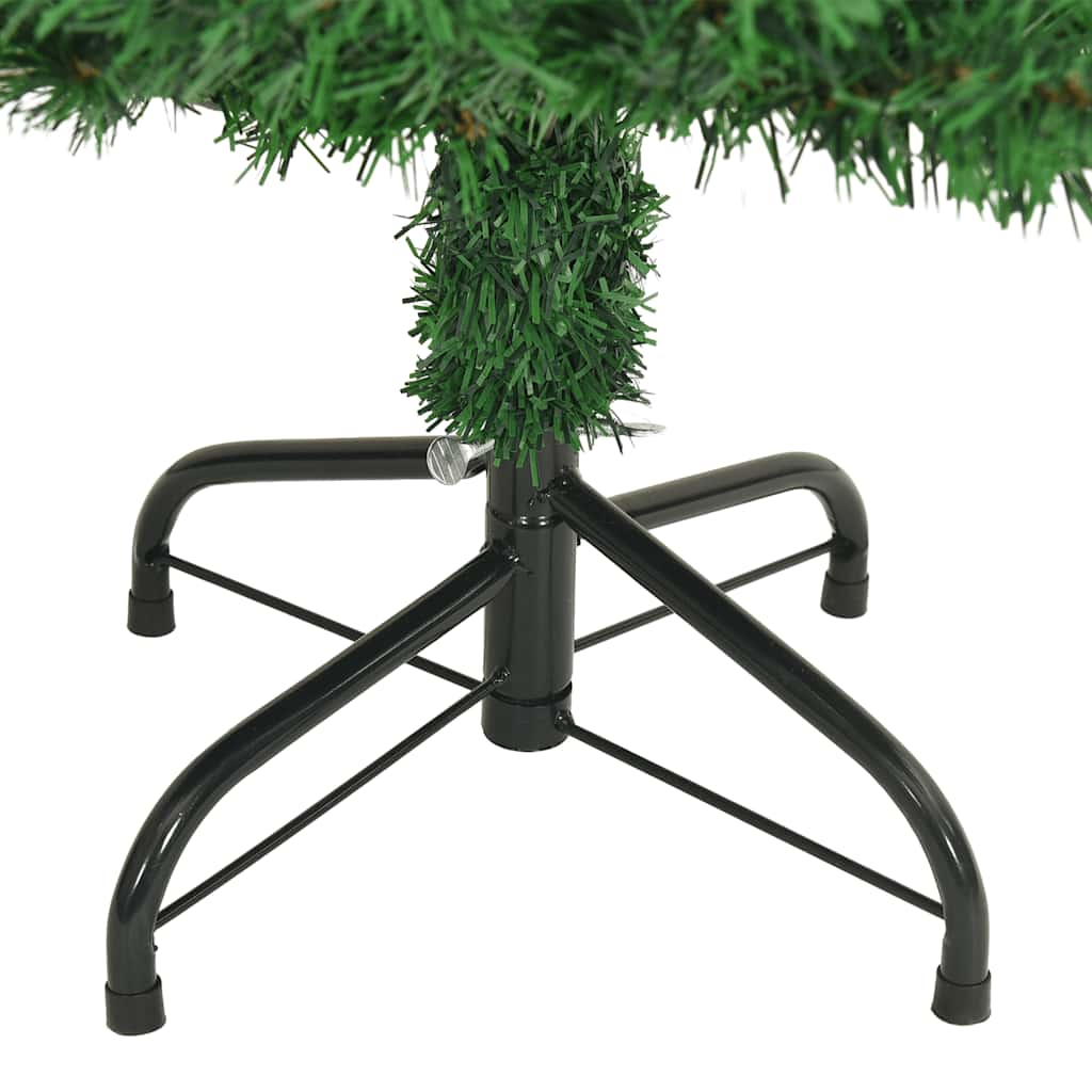 Base of a 150 cm artificial Christmas tree with thick green PVC branches and sturdy black metal stand.