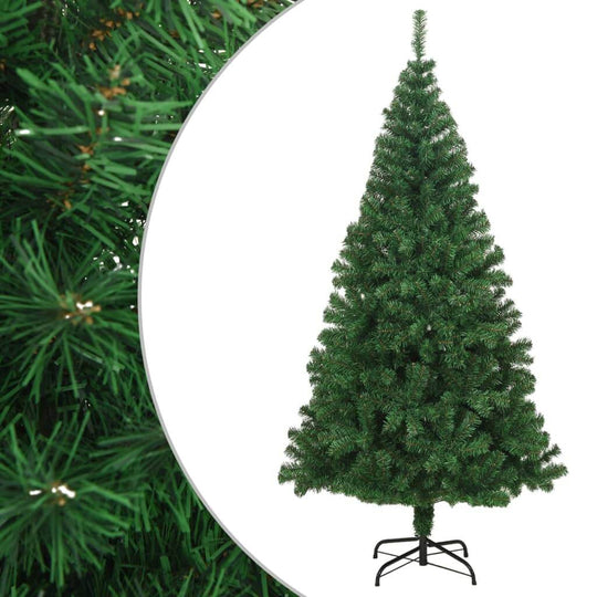 Artificial Christmas tree with thick green branches, 210 cm PVC, perfect centerpiece for festive decorations.