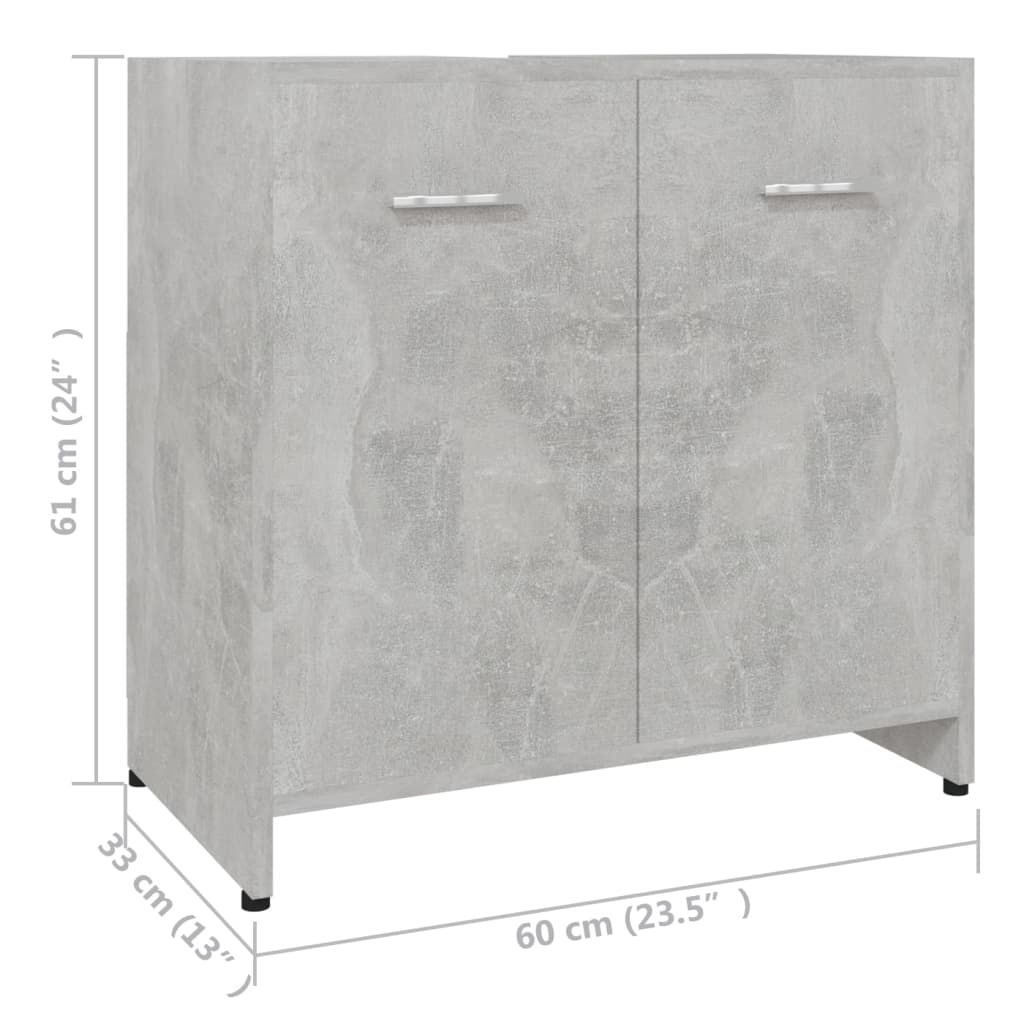 Bathroom Cabinet Concrete Grey 60x33x61 cm Engineered Wood