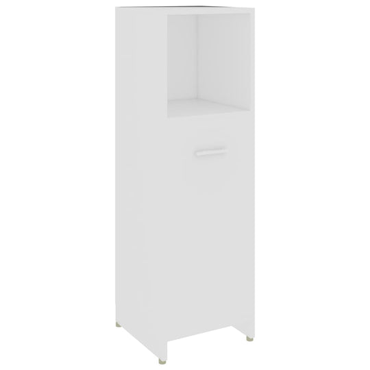 Bathroom Cabinet 30x30x95 cm Engineered Wood in sleek white design with one door and open compartment.