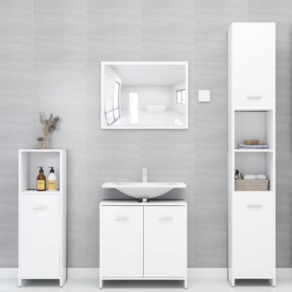 Bathroom Cabinet White 30x30x95 cm Engineered Wood