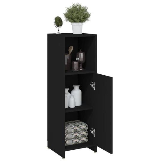 Bathroom Cabinet 30x30x95 cm Engineered Wood , Furniture -> Furniture Sets -> Bathroom Furniture Sets , Bathroom Furniture Sets,black,Cabinets & Storage -,Durable,Furniture -,Furniture Sets -,new-305021,Space-saving,Storage & Organisation -,Storage Cabine