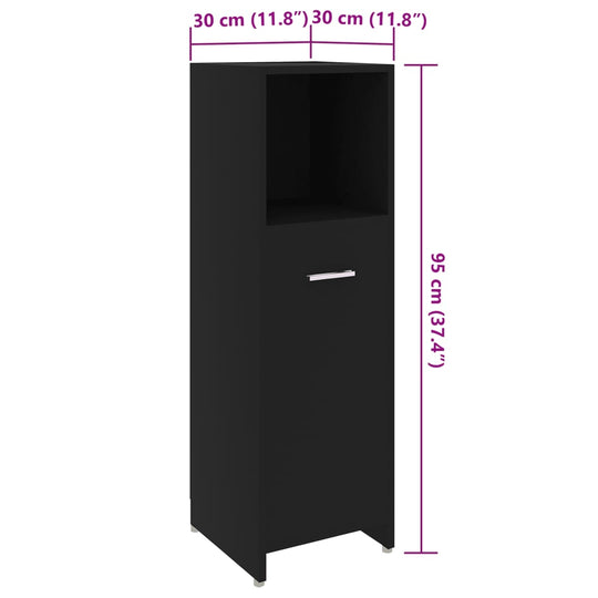 Bathroom Cabinet 30x30x95 cm Engineered Wood , Furniture -> Furniture Sets -> Bathroom Furniture Sets , Bathroom Furniture Sets,black,Cabinets & Storage -,Durable,Furniture -,Furniture Sets -,new-305021,Space-saving,Storage & Organisation -,Storage Cabine