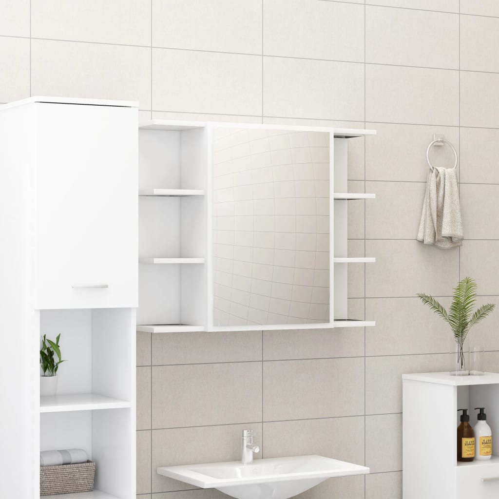 Bathroom Mirror Cabinet 80x20.5x64 cm Engineered Wood , Mirror Cabinet , Bathroom Vanity Units,Cabinets & Storage -,Frameless,Furniture -,Hardware -,Home Decor,Home Furnishings,Interior Design,Modern Design,new-305021,Outdoor Benches,Vanity Units -