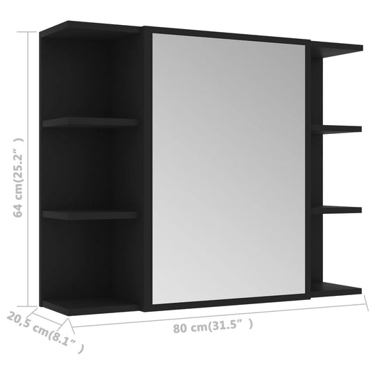 Bathroom Mirror Cabinet 80x20.5x64 cm Engineered Wood , Mirror Cabinet , Bathroom Vanity Units,Cabinets & Storage -,Frameless,Furniture -,Hardware -,Home Decor,Home Furnishings,Interior Design,Modern Design,new-305021,Outdoor Benches,Vanity Units -