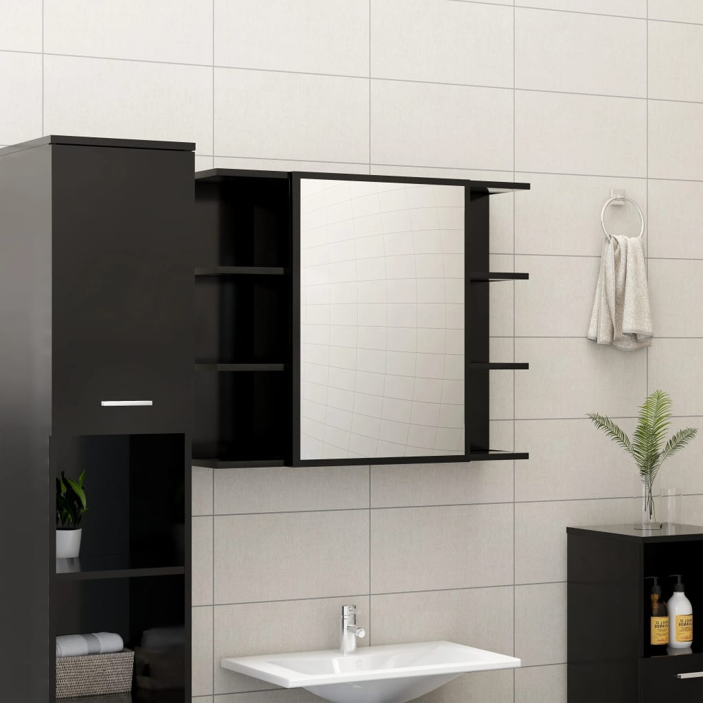 Bathroom Mirror Cabinet 80x20.5x64 cm Engineered Wood , Mirror Cabinet , Bathroom Vanity Units,Cabinets & Storage -,Frameless,Furniture -,Hardware -,Home Decor,Home Furnishings,Interior Design,Modern Design,new-305021,Outdoor Benches,Vanity Units -