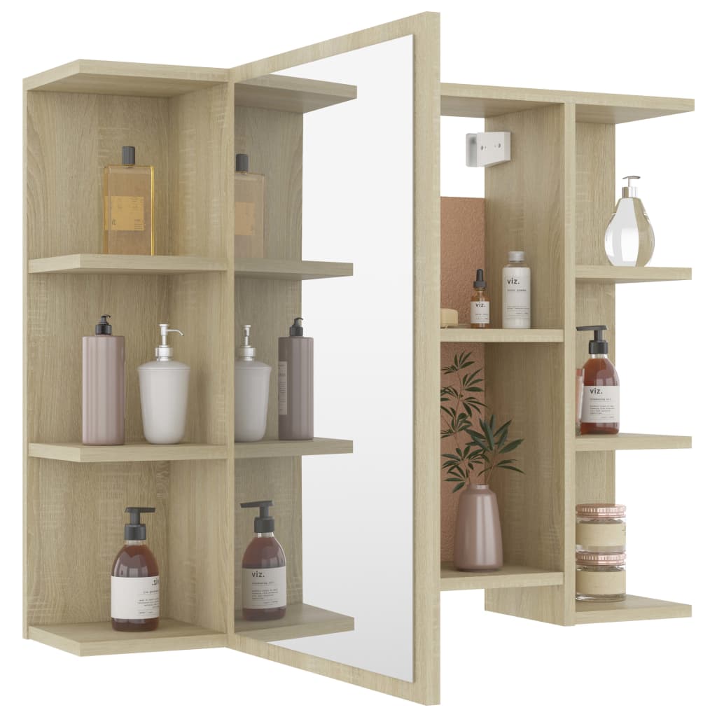 Bathroom Mirror Cabinet 80x20.5x64 cm Engineered Wood , Mirror Cabinet , Bathroom Vanity Units,Cabinets & Storage -,Frameless,Furniture -,Hardware -,Home Decor,Home Furnishings,Interior Design,Modern Design,new-305021,Outdoor Benches,Vanity Units -