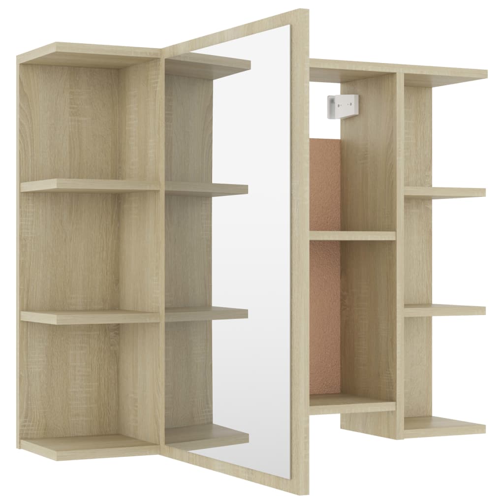 Bathroom Mirror Cabinet 80x20.5x64 cm Engineered Wood , Mirror Cabinet , Bathroom Vanity Units,Cabinets & Storage -,Frameless,Furniture -,Hardware -,Home Decor,Home Furnishings,Interior Design,Modern Design,new-305021,Outdoor Benches,Vanity Units -