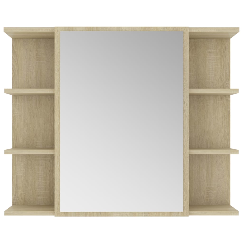 Bathroom Mirror Cabinet 80x20.5x64 cm Engineered Wood , Mirror Cabinet , Bathroom Vanity Units,Cabinets & Storage -,Frameless,Furniture -,Hardware -,Home Decor,Home Furnishings,Interior Design,Modern Design,new-305021,Outdoor Benches,Vanity Units -