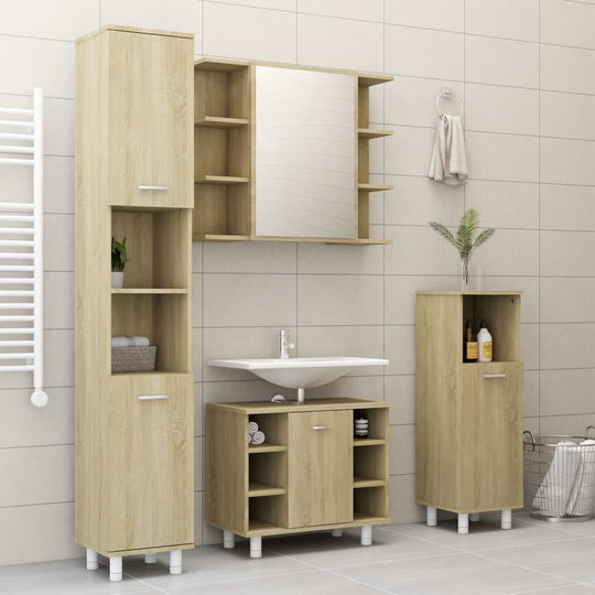 Bathroom Mirror Cabinet 80x20.5x64 cm Engineered Wood , Mirror Cabinet , Bathroom Vanity Units,Cabinets & Storage -,Frameless,Furniture -,Hardware -,Home Decor,Home Furnishings,Interior Design,Modern Design,new-305021,Outdoor Benches,Vanity Units -