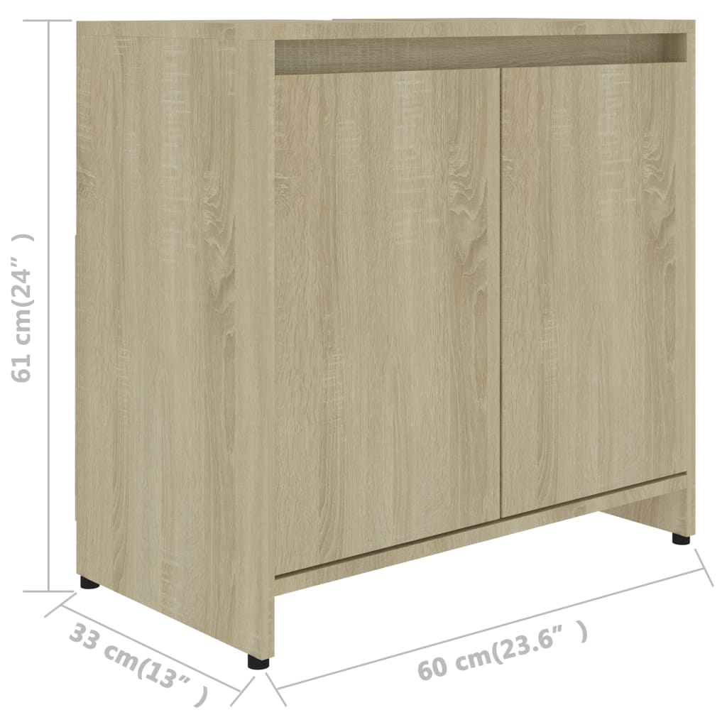 Bathroom Cabinet Sonoma Oak 60x33x61 cm Engineered Wood , Furniture -> Furniture Sets -> Bathroom Furniture Sets , Bathroom Furniture Sets,Durable,eligant,Furniture -,Furniture Sets -,Home & Garden -,Modern Design,new-305021