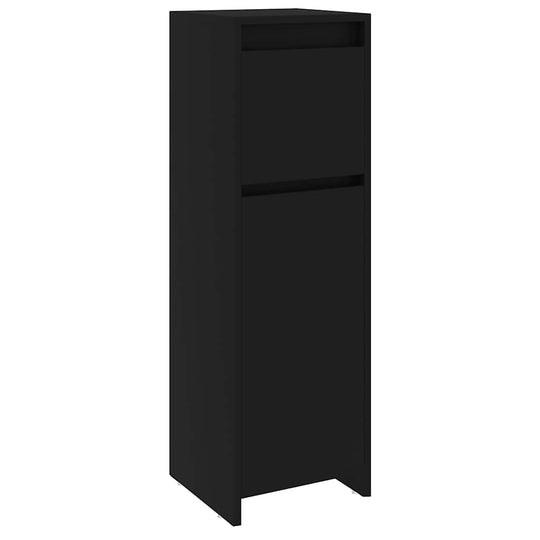 Bathroom Cabinet 30x30x95 cm Engineered Wood in sleek black matte finish, featuring shelves and drawer for organized storage.