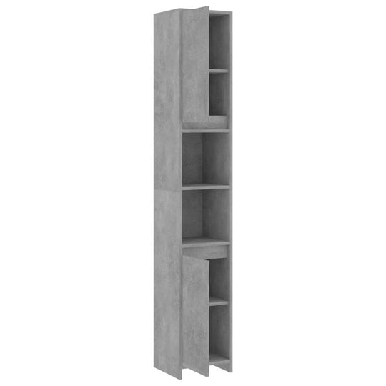 Stylish concrete grey bathroom cabinet with 6 compartments and 2 doors, perfect for organized storage in modern bathrooms.