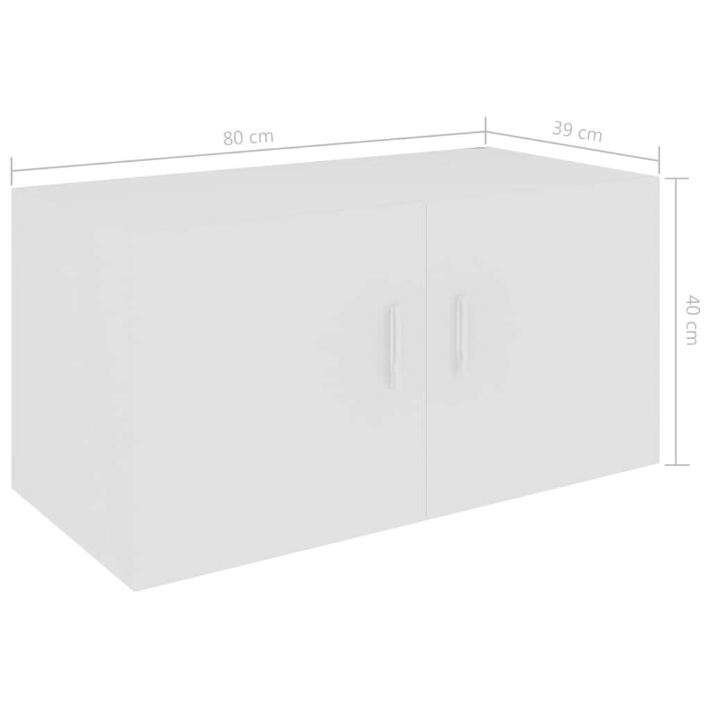 Wall mounted cabinet in white, dimensions 80x39x40 cm, offering stylish storage with two doors, ideal for any home decor.