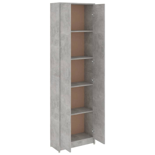 Concrete grey hallway wardrobe with 5 storage compartments, ideal for organizing clothes and accessories in a compact space.