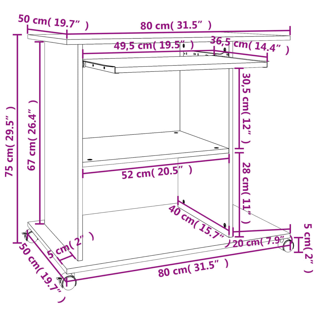 Computer Desk Concrete 80x50x75 cm Engineered Wood Furniture -> Office Furniture -> Desks