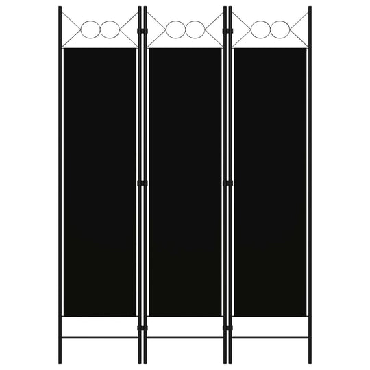 3-Panel Room Divider Black 120x180 cm