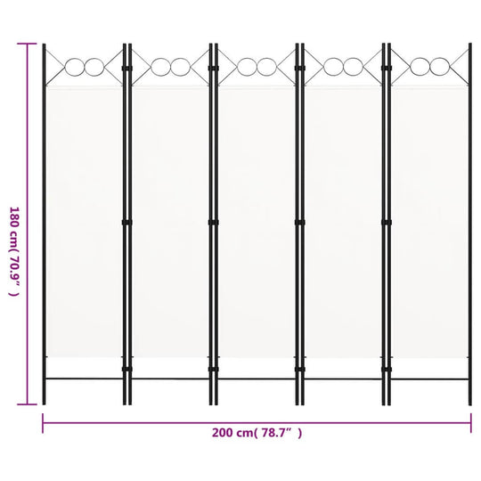 5-Panel Room Divider Cream 200x180 cm , Furniture -> Room Dividers