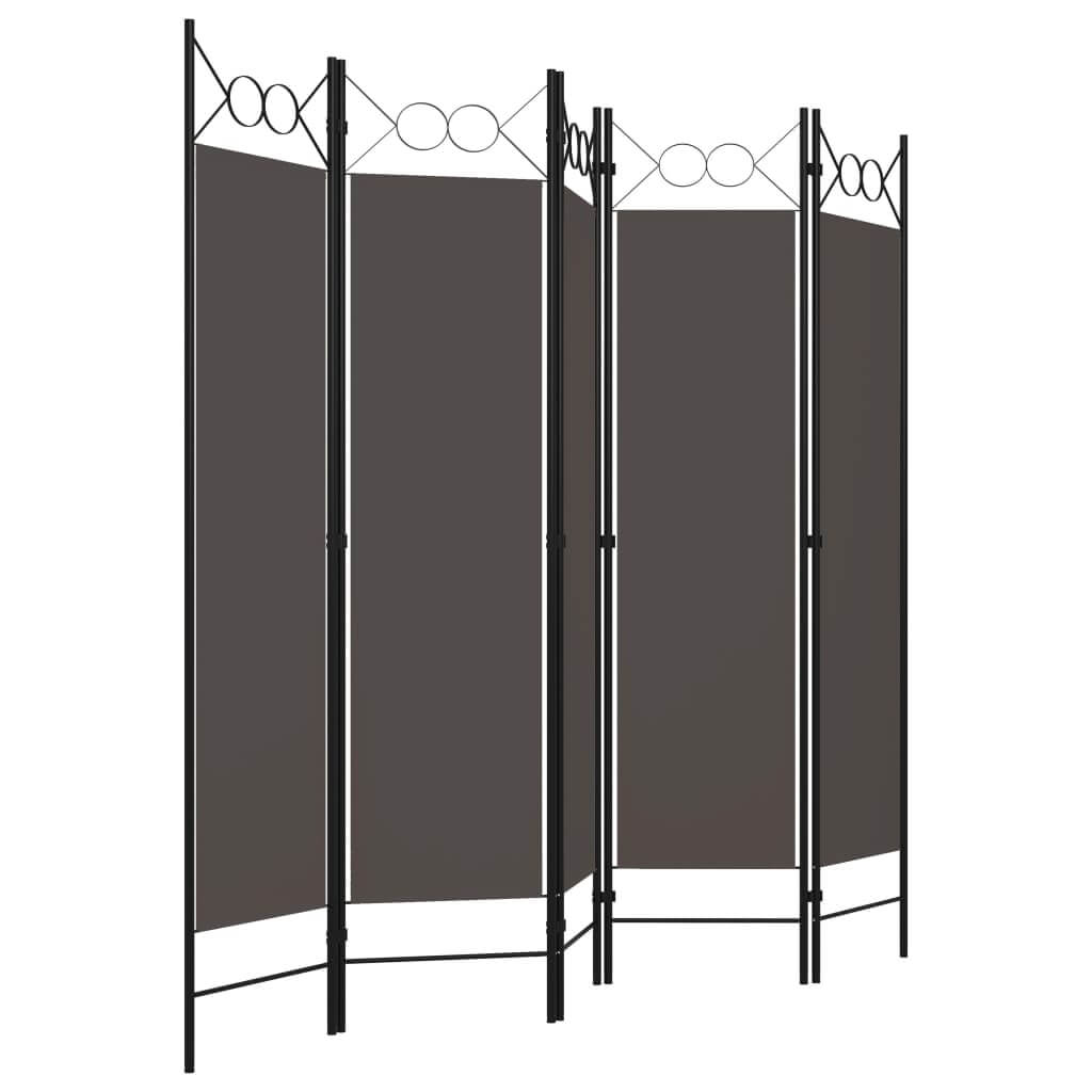 5-panel anthracite room divider with elegant circle design, freestanding privacy screen for home and outdoor use.