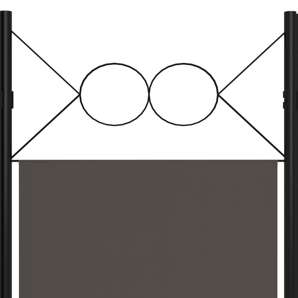 5-panel room divider with circle design top in anthracite, perfect for privacy and decoration in any space.