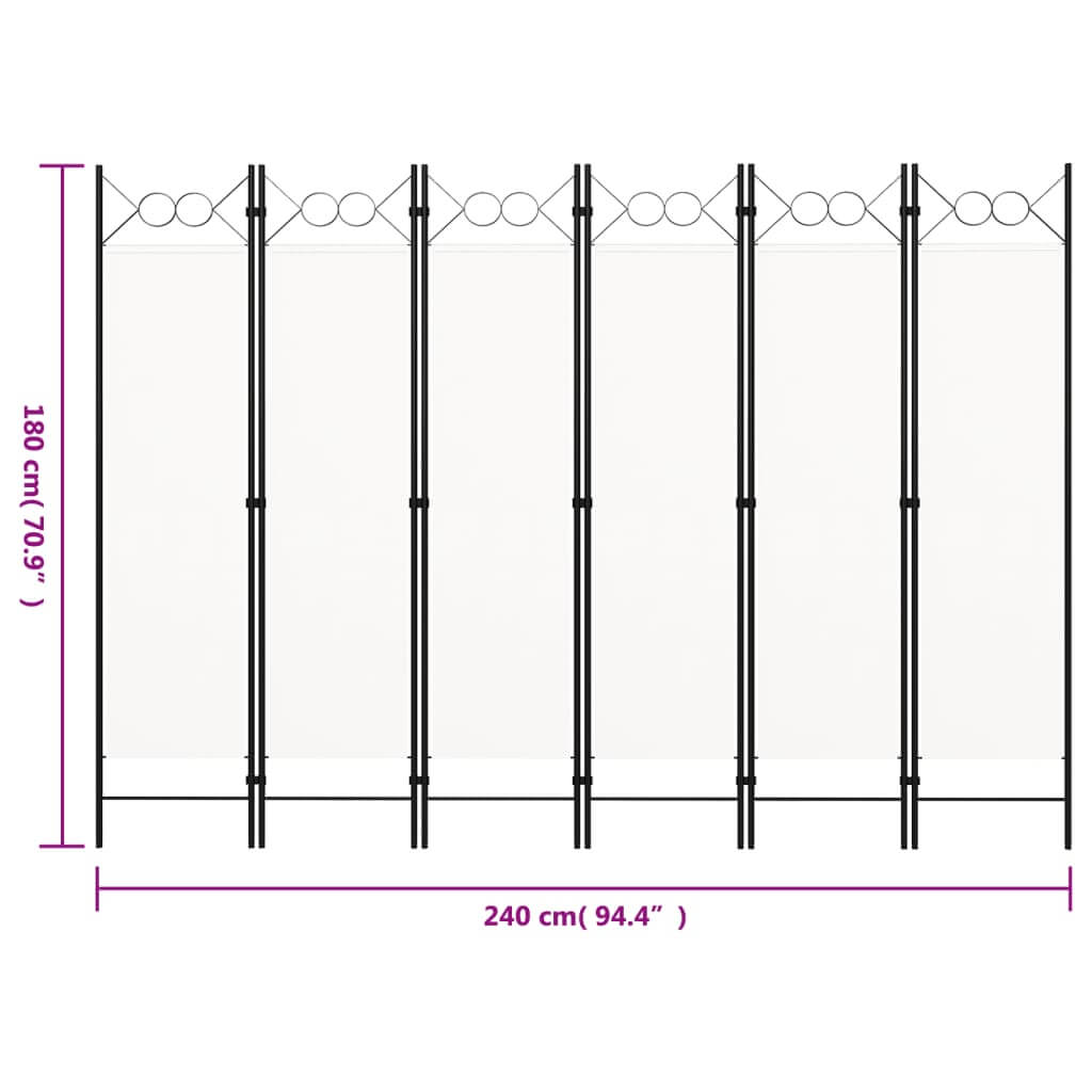 6-panel room divider with circle 🎨 design, perfect for outdoor furniture, patio, home privacy, and garden lounge set, measuring 240x180 cm.