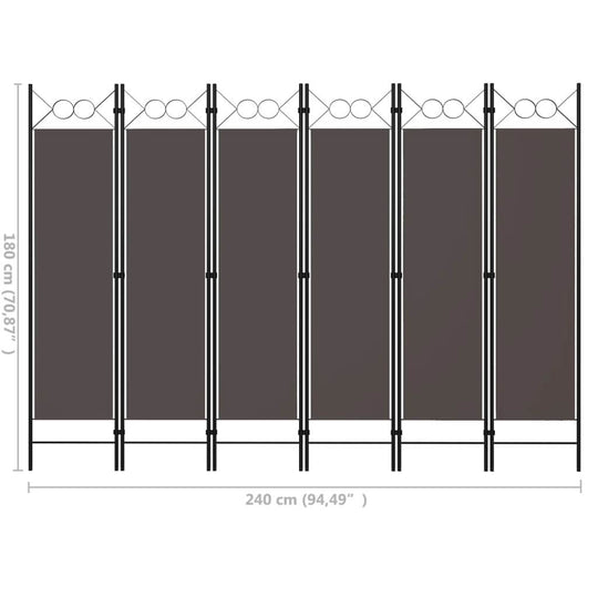 6-panel room divider for home 🏠, patio, and garden. Powder-coated iron frame, elegant circle design, foldable privacy screen for outdoor furniture.