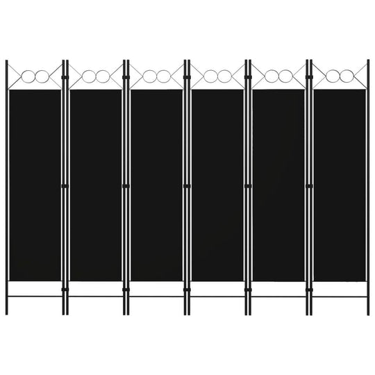 6-Panel Room Divider Black 240x180 cm