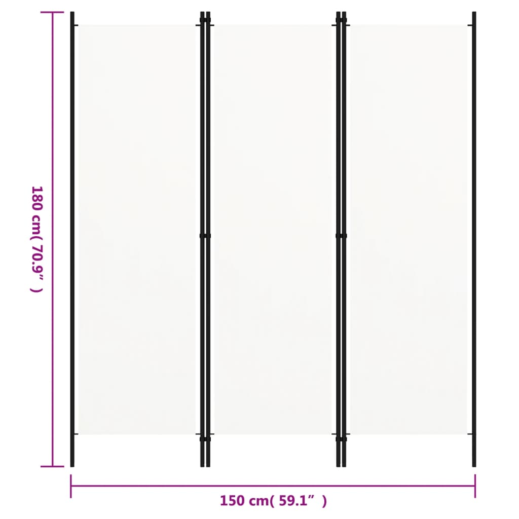 3-Panel Room Divider Cream 150x180 cm , Furniture -> Room Dividers