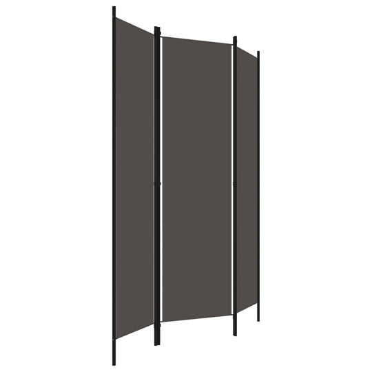 3-panel room divider in anthracite, 150x180 cm, freestanding privacy screen with a powder-coated iron frame.