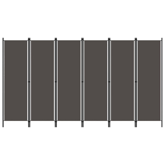 6-panel anthracite room divider with a sturdy frame, ideal for privacy and decoration in any space. Perfect for furniture arrangement.