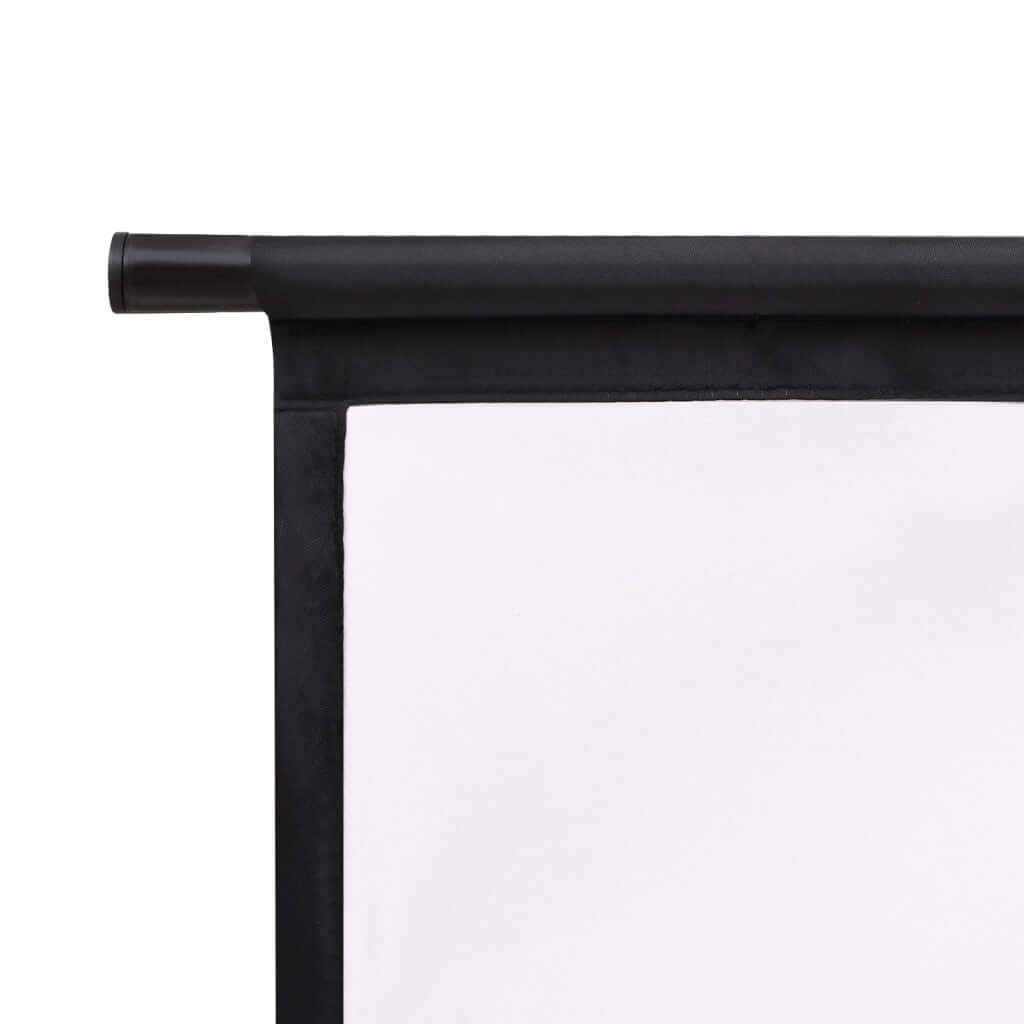 Close-up of a Projection Screen with a black border and tube for easy hanging and setup.