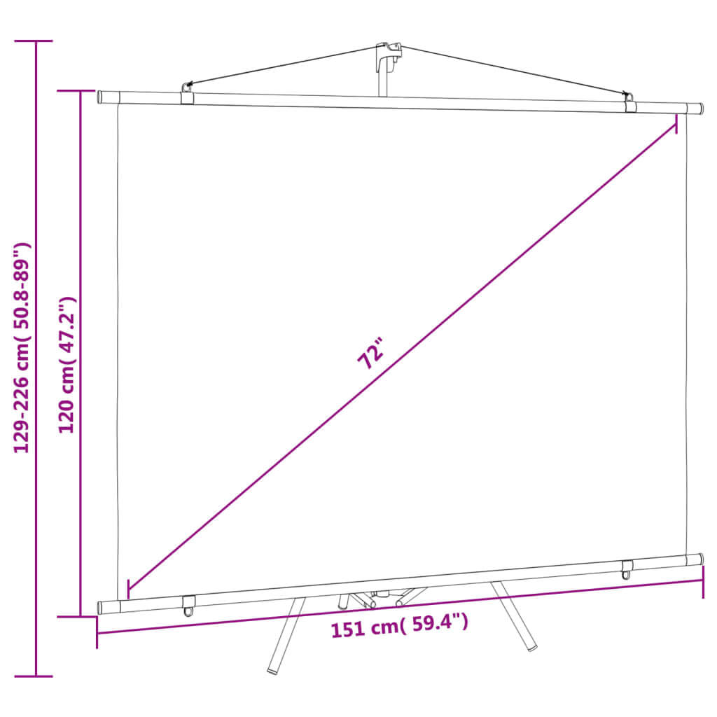 Projection Screen with Tripod 72" 4:3