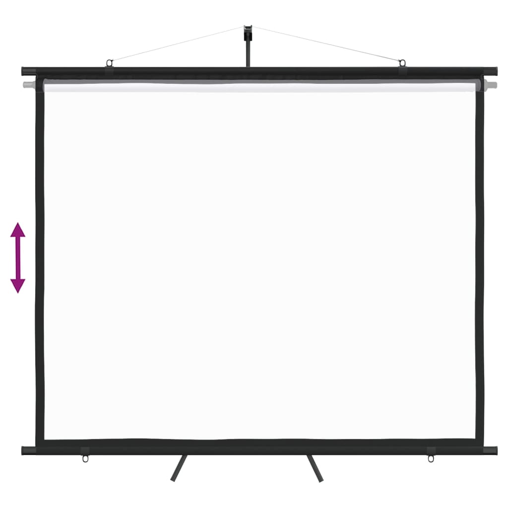 Projection screen with adjustable height, matte white surface for even light diffusion, ideal for presentations and home theatre.