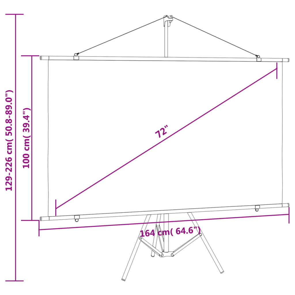 Projection Screen with Tripod 72" 16:9