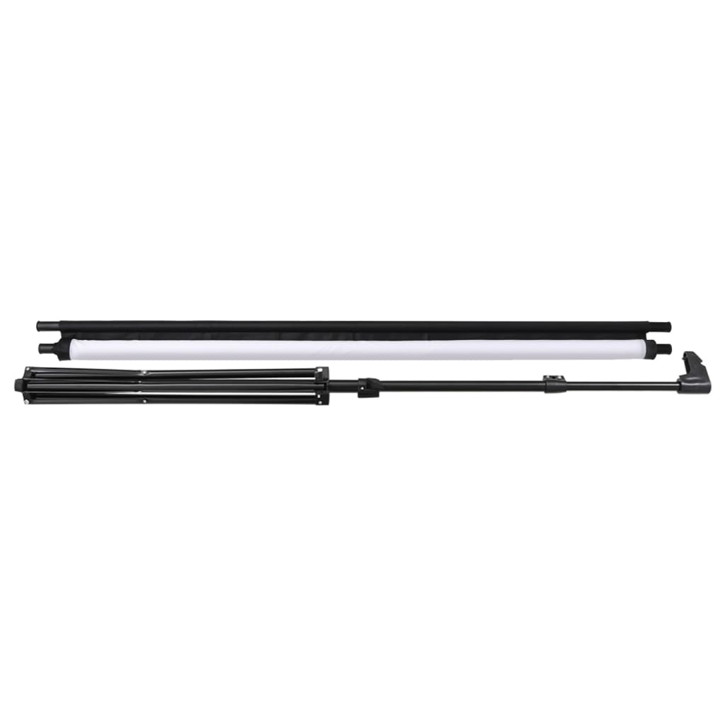 Projection screen components with a height-adjustable tripod, ideal for presentations and home theater use.