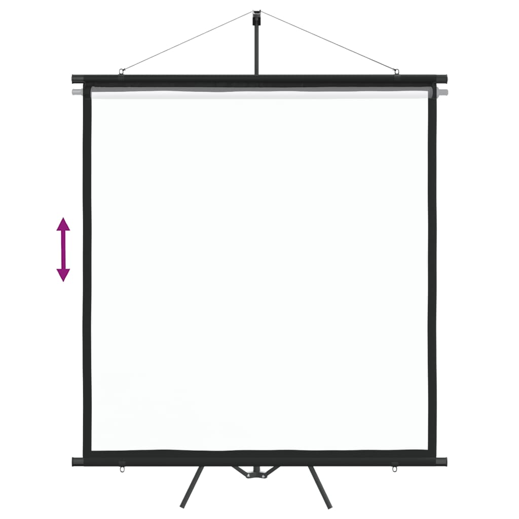 Projection screen with adjustable tripod, perfect for classrooms, home theatres, and presentations. Durable fabric and iron design.