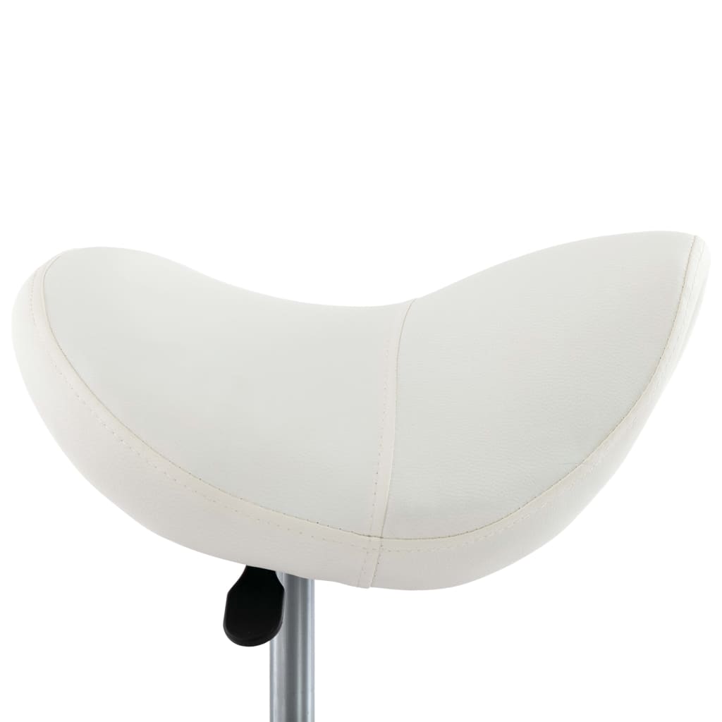 White faux leather work stool seat designed for comfort and style, perfect for home or office furniture settings.