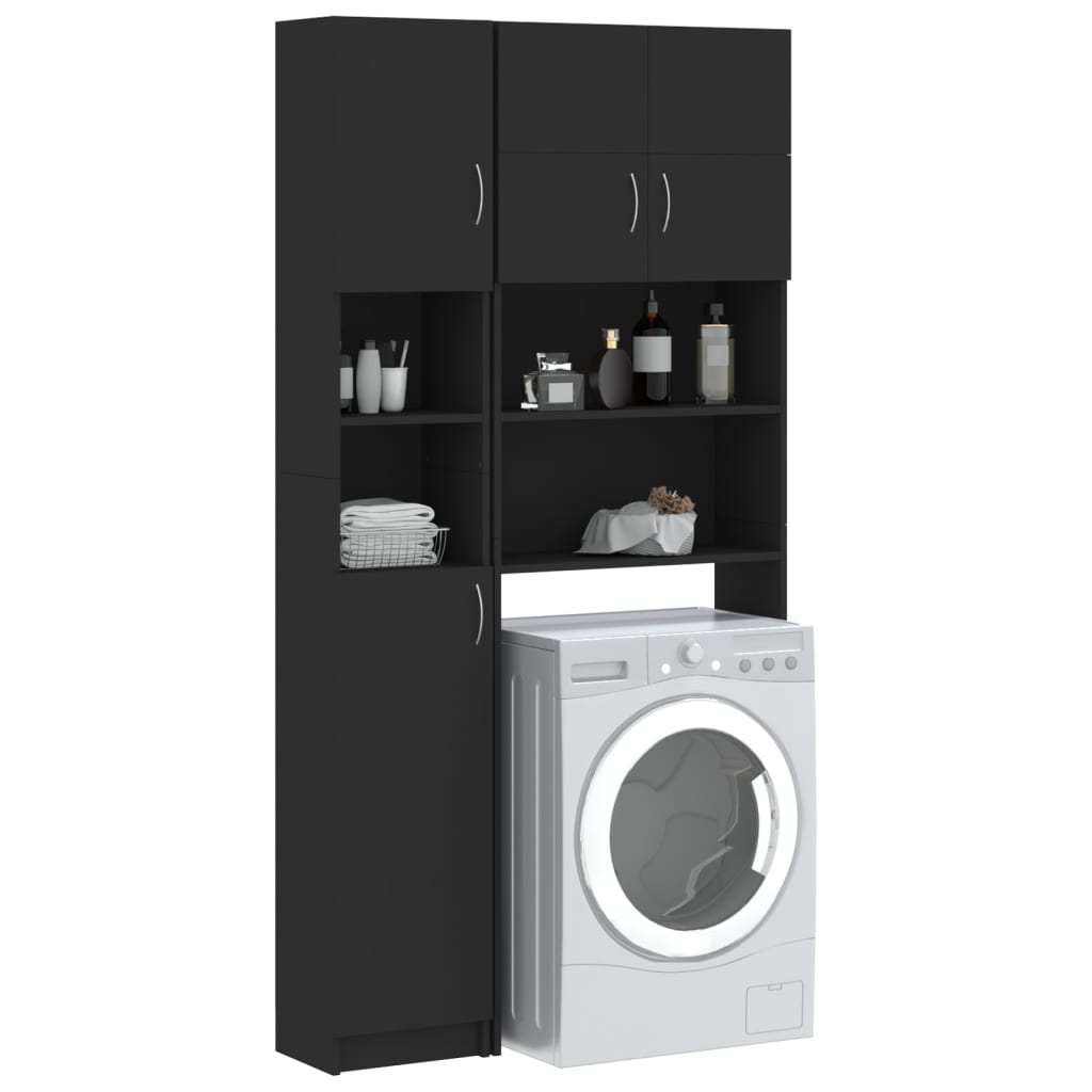 Washing Machine Cabinet Set Black Engineered Wood , Home & Garden -> Household Appliance Accessories -> Laundry Appliance Accessories -> Washer & Dryer Accessories , Durable,eligant,Furniture -,Home & Garden -,Household Appliance Accessories -,Laundry App