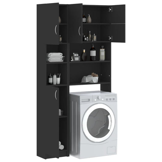 Washing Machine Cabinet Set Black Engineered Wood , Home & Garden -> Household Appliance Accessories -> Laundry Appliance Accessories -> Washer & Dryer Accessories , Durable,eligant,Furniture -,Home & Garden -,Household Appliance Accessories -,Laundry App