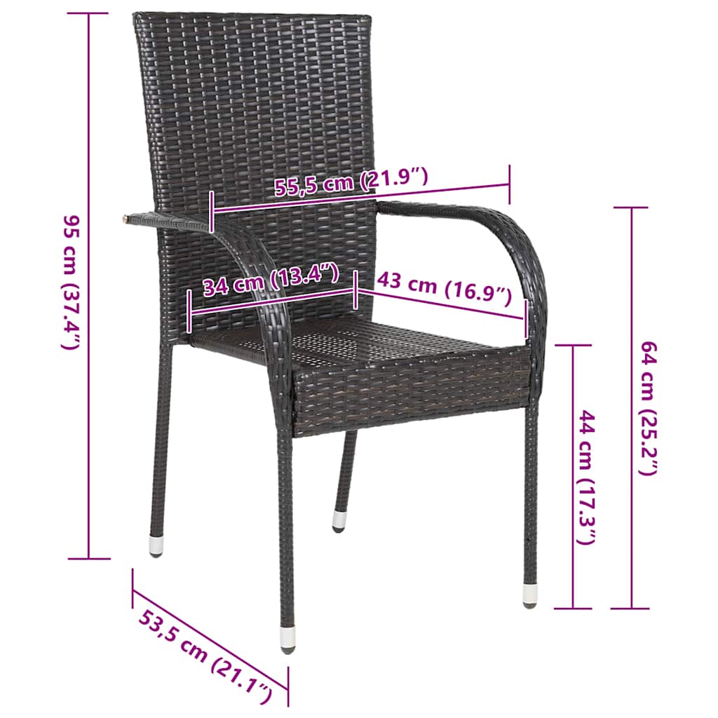 VidaXL Stackable Outdoor Chairs 4 pcs Poly Rattan