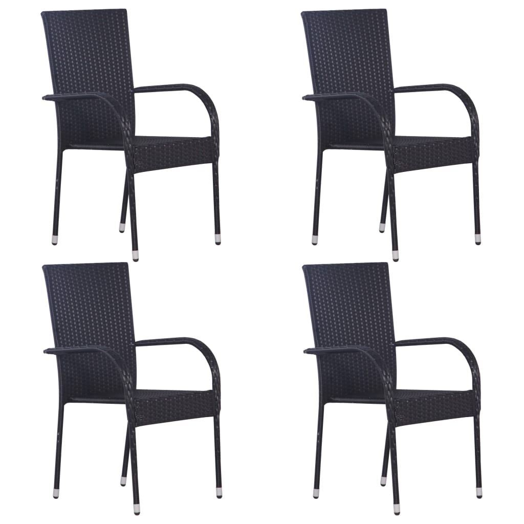 Stackable Outdoor Chairs 4 pcs Poly Rattan , Furniture -> Outdoor Furniture -> Outdoor Seating -> Outdoor Chairs , black,Chairs -,Durable,Furniture -,Home & Garden -,Modern Design,new-305021,Outdoor Chairs,Outdoor Furniture -,Outdoor Seating -,poly rattan