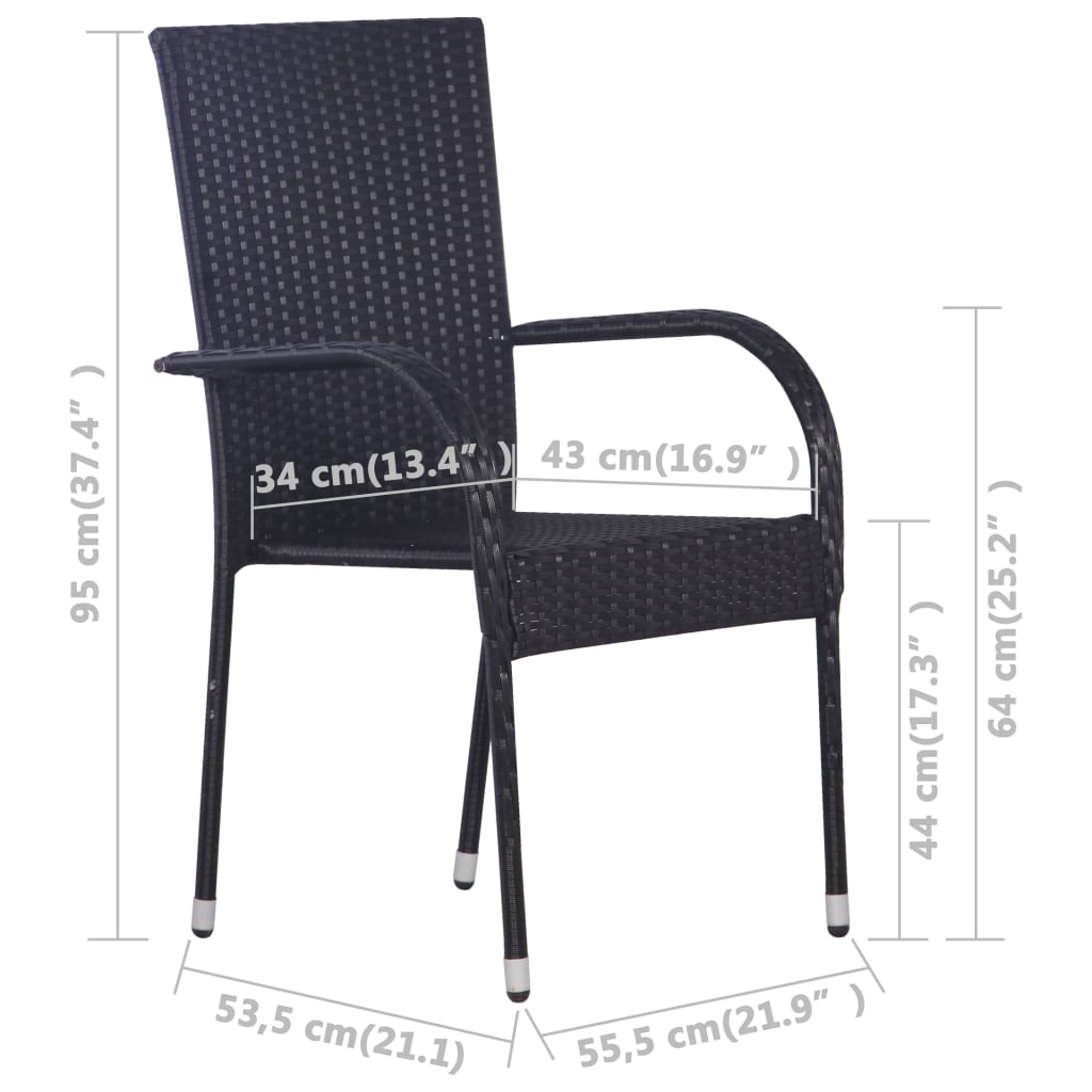 Stackable Outdoor Chairs 4 pcs Poly Rattan , Furniture -> Outdoor Furniture -> Outdoor Seating -> Outdoor Chairs , black,Chairs -,Durable,Furniture -,Home & Garden -,Modern Design,new-305021,Outdoor Chairs,Outdoor Furniture -,Outdoor Seating -,poly rattan