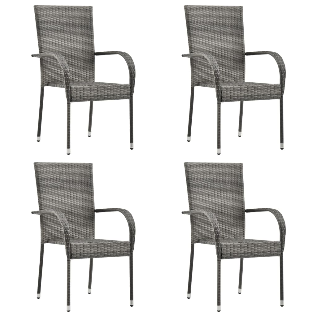 Stackable Outdoor Chairs 4 pcs Poly Rattan , Outdoor Seating -> Outdoor Chairs